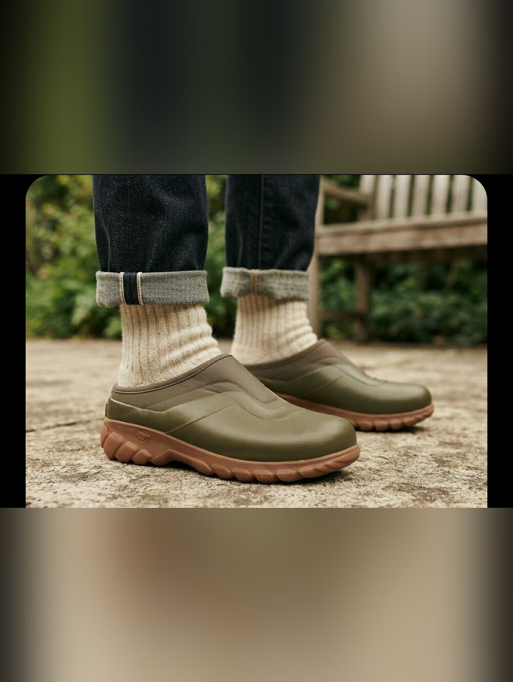 Sorel Y2K Muck Mule Booties Rubber Lugsole Olive Green Winter Waterproof Size 8